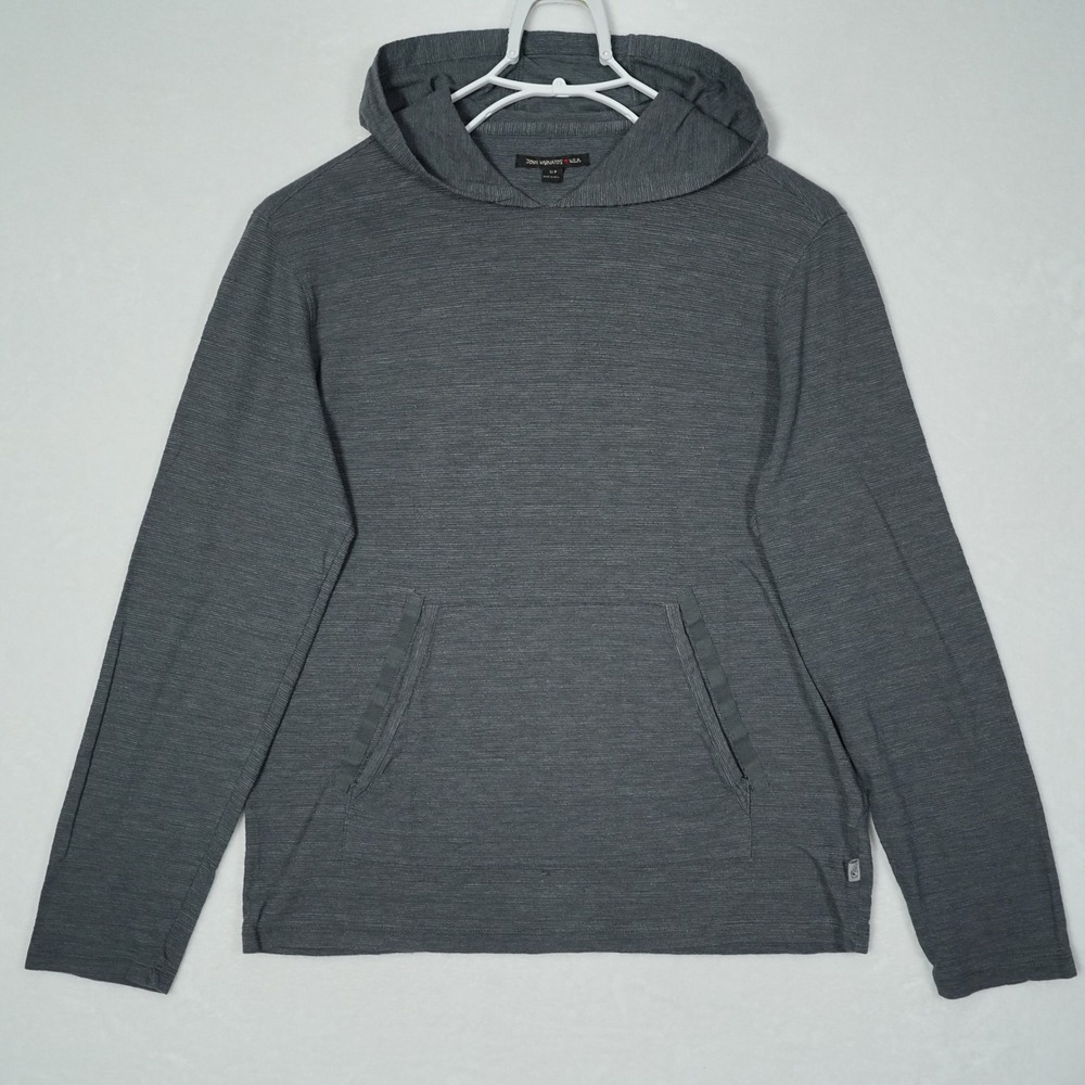 John Varvatos USA Mens Charcoal Gray Textured Slub Pullover Hoodie Size M READ